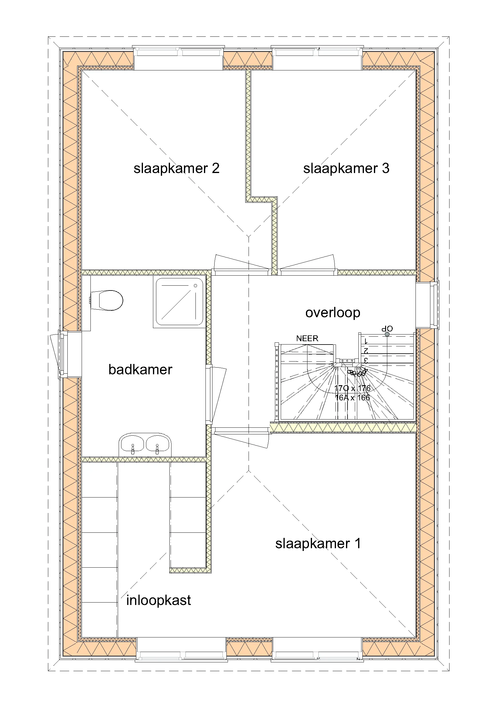 Plattegrond 1e verdieping van De Berk