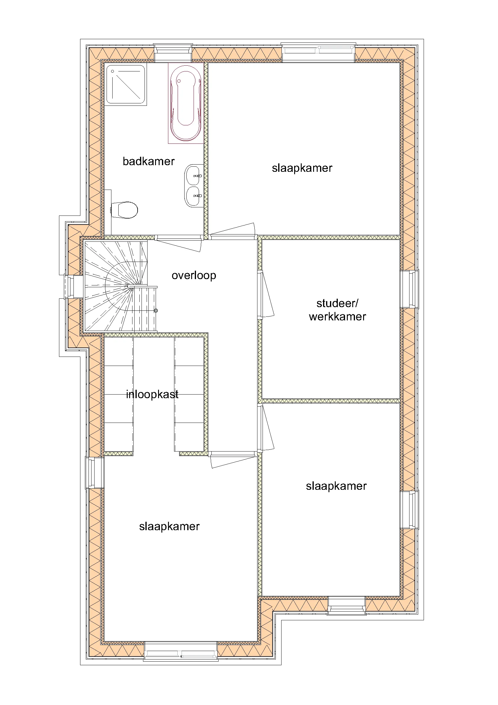 Plattegrond 1e verdieping van De Eik